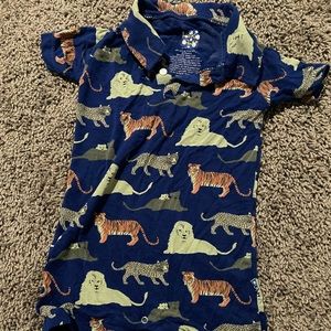 Kickee Pants short sleeve polo romper, big cats, 12-18 mo